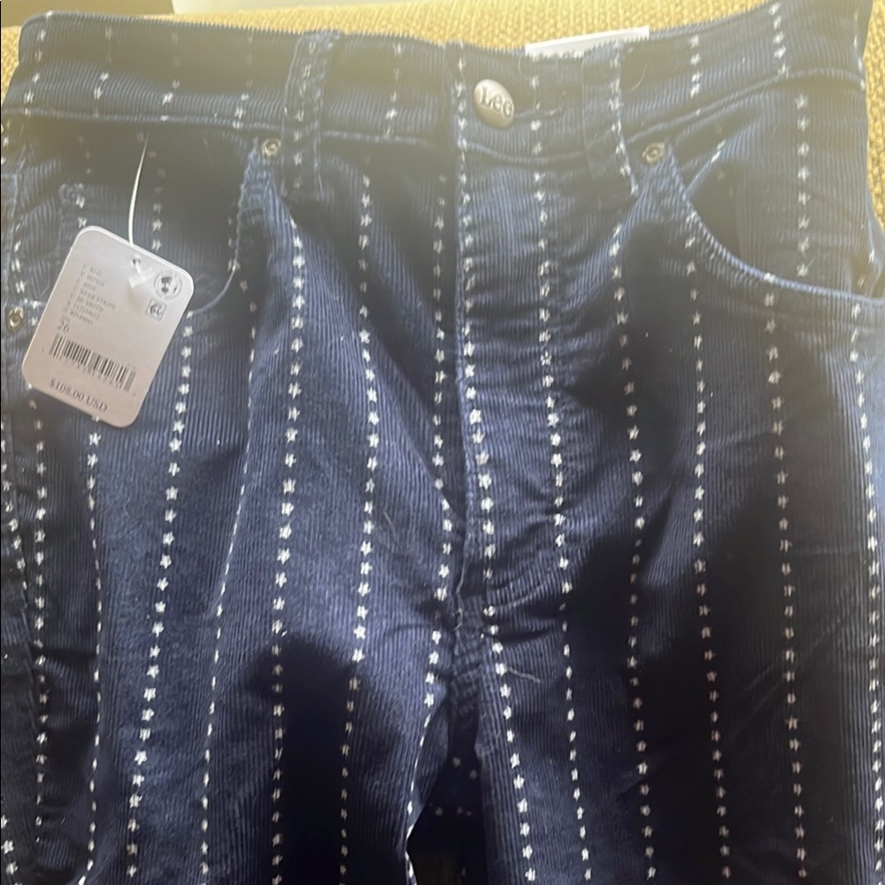 Lee Black High Rise Jeans with Vertical Pinstripe Design